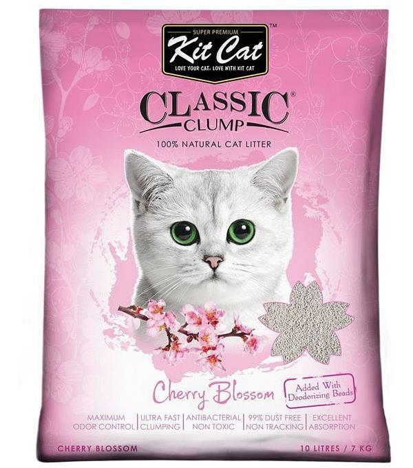 Kit Cat Ultra Fast Classic Clumping Bentonite Cat Litter 10 litres/7kg - Cherry Blossom