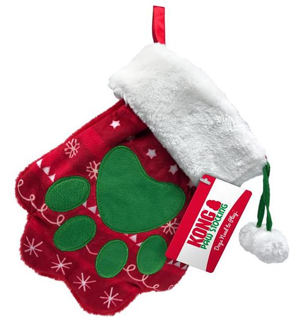 KONG Holiday Red & Green Paw Christmas Stocking - Bulk Pack of 4