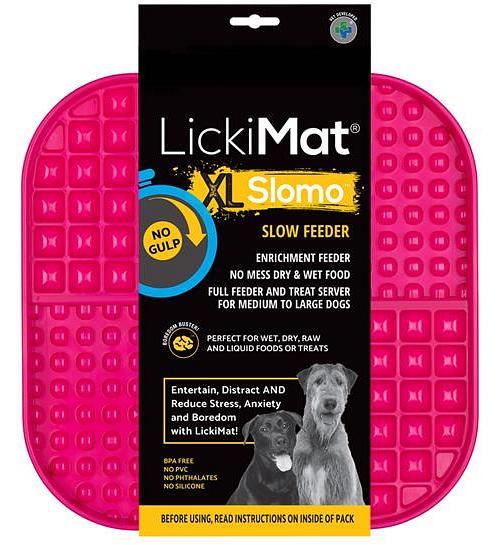 LickiMat Slomo Wet & Dry Double Slow Food Dog Bowl - X-Large Pink