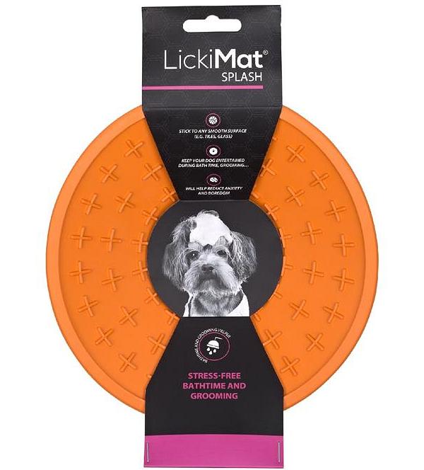 LickiMat Splash Wall & Floor Suction Slow Feeder Dog Bowl - Orange