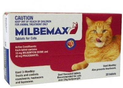 Milbemax All Wormer Beef-Flavoured Tablet for Cats 2-8kg - 20 Pack