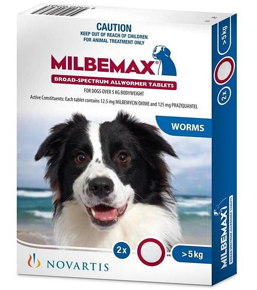 Milbemax Intestinal All-Wormer for Dogs 5-25kg - Pack of 2 Tablets