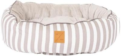 Mog & Bone 4 Seasons Reversible Dog Bed - Latte Hamptons Stripe -