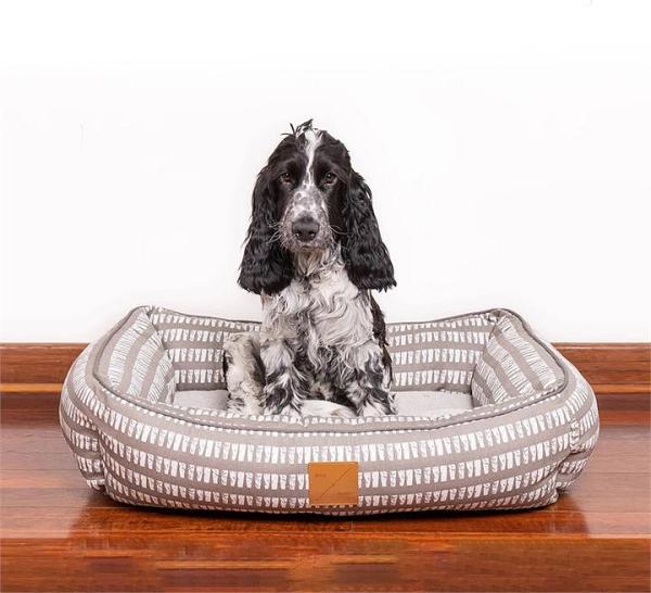 Mog & Bone Bolster Dog Bed - Latte Mosaic -