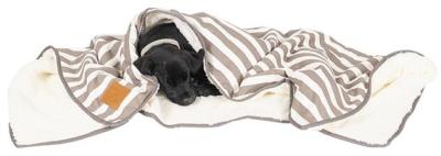 Mog & Bone Soft Reversible Pet Blanket Latte Hamptons Stripe