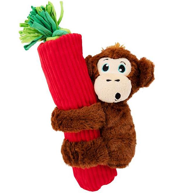 Outward Hound 3-in-1 Tug & Toss Dog Toy - Cuddly Climbers Monkey