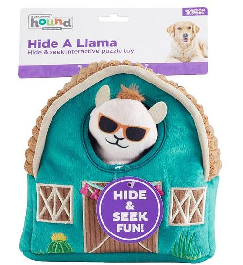 Outward Hound Hide-A-Llama Plush Dog Puzzle with 3 Squeaker Toys