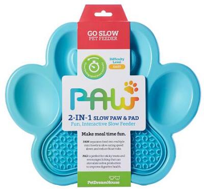 PAW 2-in-1 Slow Feeder & Anti-Anxiety Food Lick Pad for Cats & Dogs - Blue