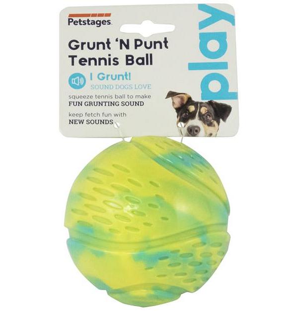 Petstages Grunt N Punt Tennis Ball Fetch Dog Toy