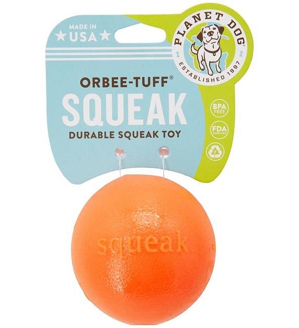 Planet Dog Orbee Tuff Fresh Breath Squeaker Fetch Ball for Dogs - Orange