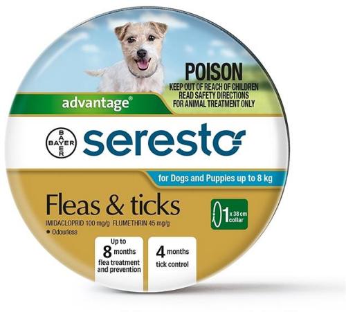 Seresto Flea & Tick Collar (lasts up to 8 months) - Dogs Under 8kg