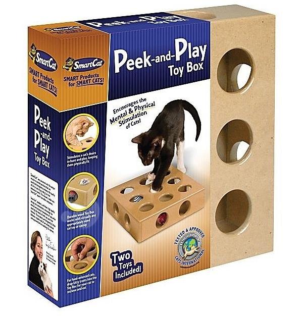 Smart Cat Original Peek-and-Play Interactive Cat Toy Box with Bonus Toys