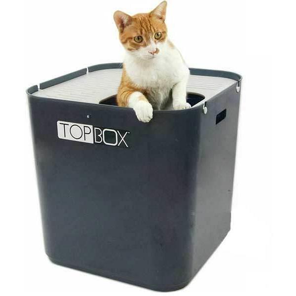 SmartCat The Ultimate Topbox Top Entry Cat Litter Tray with Scoop - Gray