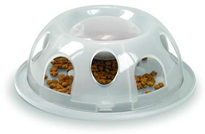 Smartcat Tiger Interactive Plastic Slow Food Bowl for Cats - Transparent White