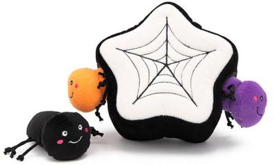 Zippy Paws Halloween Burrow Interactive Dog Toy - 3 Squeaker Spiders in a Spiderweb