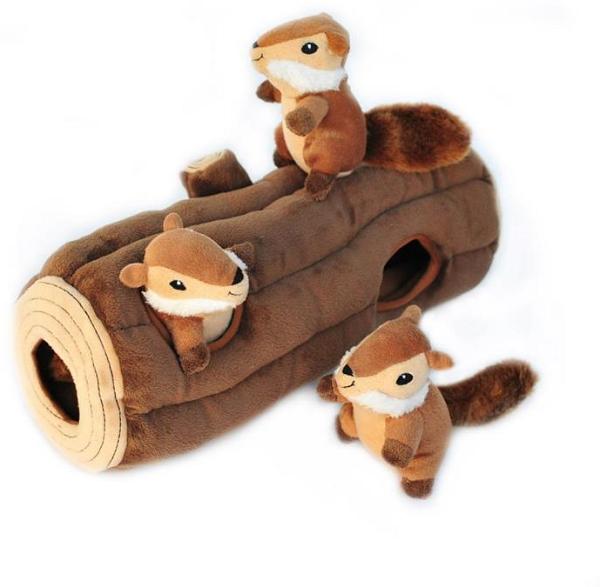 Zippy Paws Interactive Burrow Dog Toy - 3 Chipmunks in a Log