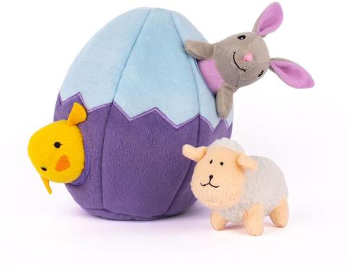 Zippy Paws Interactive Burrow Plush Dog Toy - Easter Egg and Friends