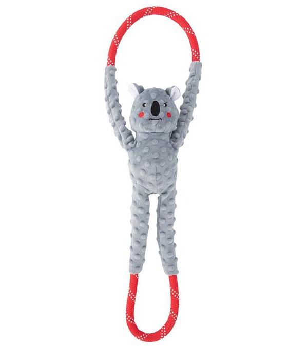 Zippy Paws RopeTugz Squeaker Dog Toy with Rope - Koala