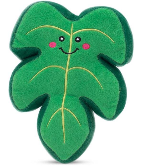 Zippy Paws Squeakie Pattiez Plush Squeaker Dog Toy - Monstera Leaf