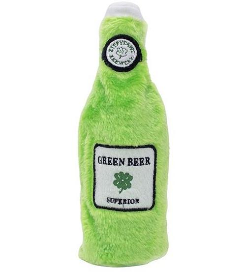 Zippy Paws St. Patrick's Happy Hour Crusherz Interactive Dog Toy - Green Beer