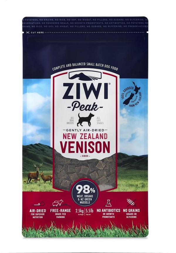 Ziwi Peak Air Dried Grain Free Dog Food 2.5kg Pouch - Venison
