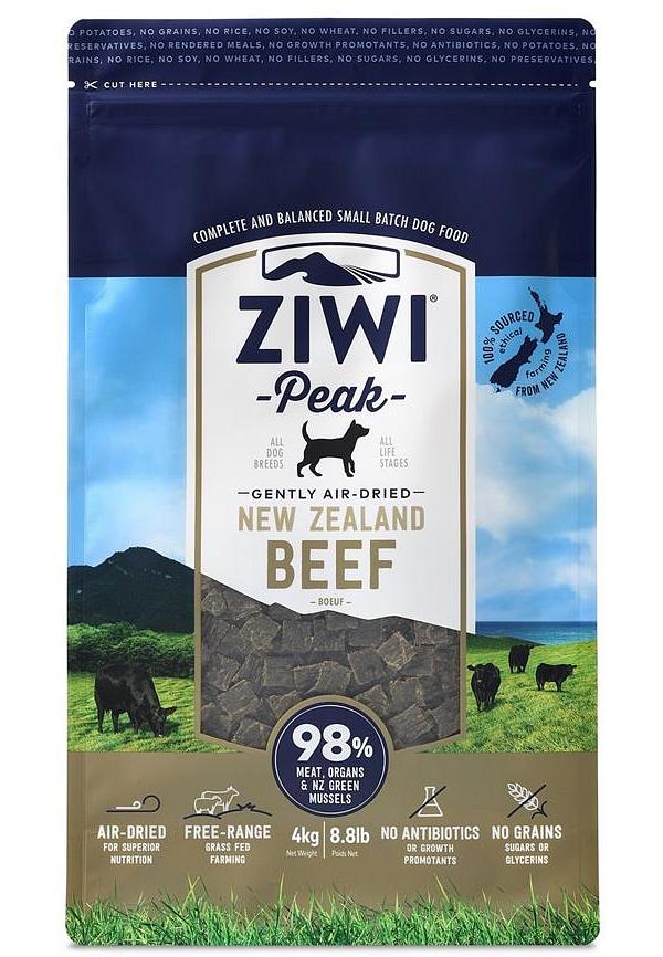 Ziwi Peak Air Dried Grain Free Dog Food 4kg Pouch - Free Range Beef