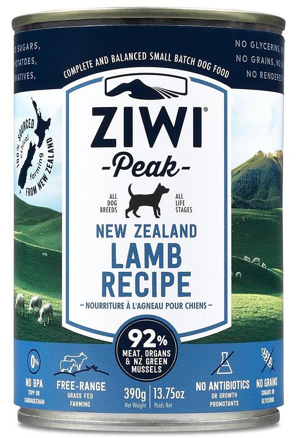 Ziwi Peak Moist Grain Free Dog Food - Lamb - 390g x 12 Cans