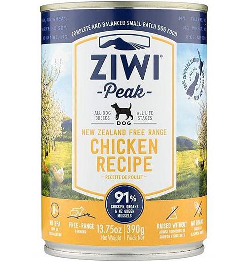 Ziwi Peak Moist Grain Free Dog Food - New Zealand Free Range Chicken- 390g x 12 Cans