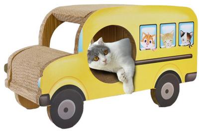 Zodiac Cardboard Cat Scratcher & Lounger - Yellow Bus