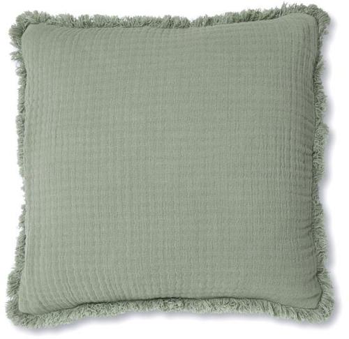 Molly Fringed Cotton Euro Cushion - Khaki Green