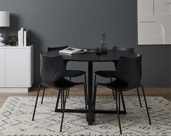 Zander 4 Seater Round Dining Table - Black