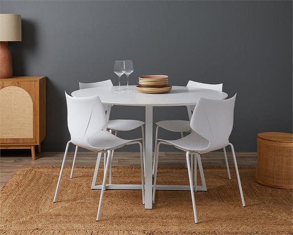 Zander 4 Seater Round Dining Table - White