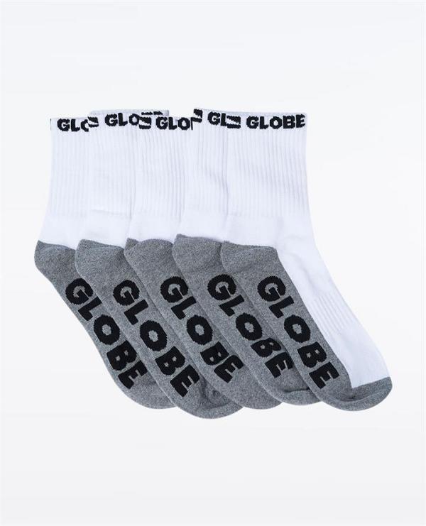 Youth Quarter Socks 5PK. White/Grey