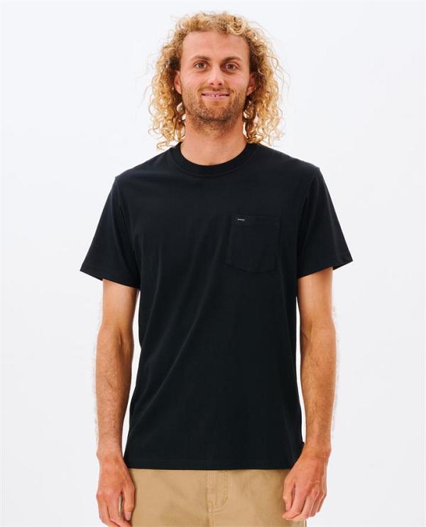 Plain Pocket Tee. Black Size