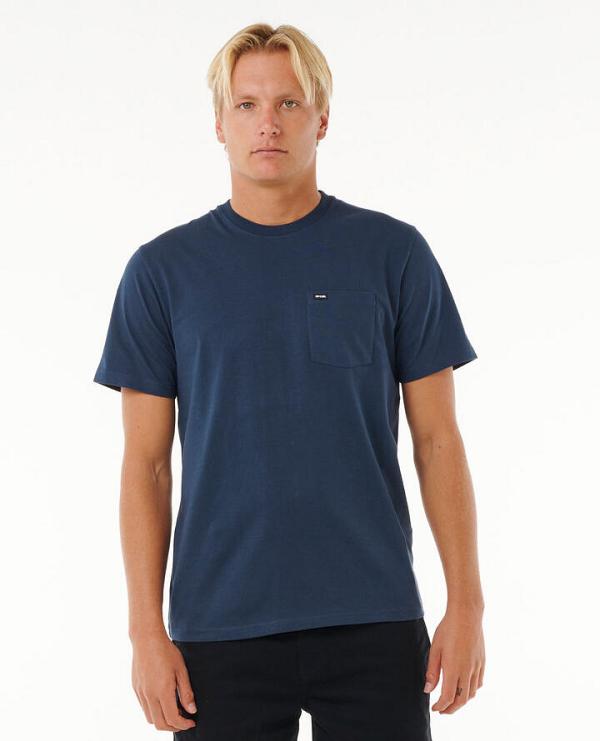 Plain Pocket Tee. Navy Size