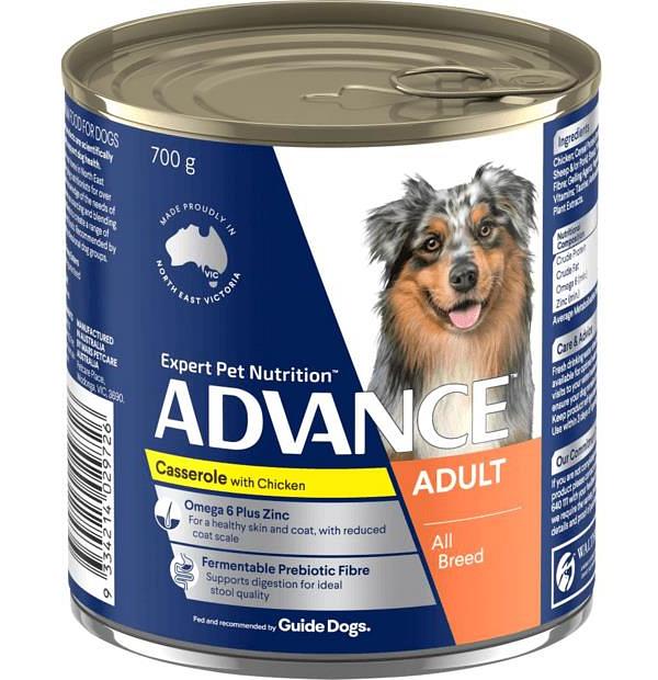 Advance Adult Casserole With Chicken Wet Dog Food Cans 12 X 400g