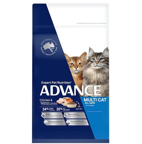 Advance Adult Dry Multi Cat Food Chicken And Salmon 3kg