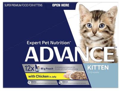 Advance Kitten Chicken In Jelly Wet Cat Food Pouches 12 X 85g