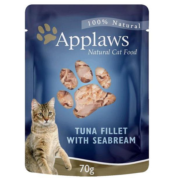 Applaws Wet Cat Food Tuna Bream Broth Pouch 16 X 70g