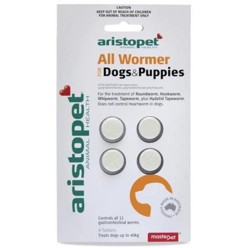 Aristopet Allwormer Tablets For Dogs 10kg 4 Pack