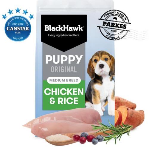 Black Hawk Dry Dog Food Puppy Medium Breed Original Chicken And Rice 3kg