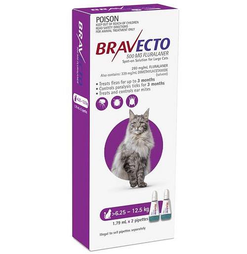 Bravecto Spot On For Cats Purple Protection 4 Pack