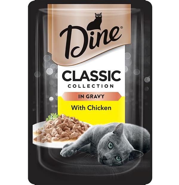 Dine Classic Collection In Gravy With Chicken Wet Cat Food Pouch 15 X 85g