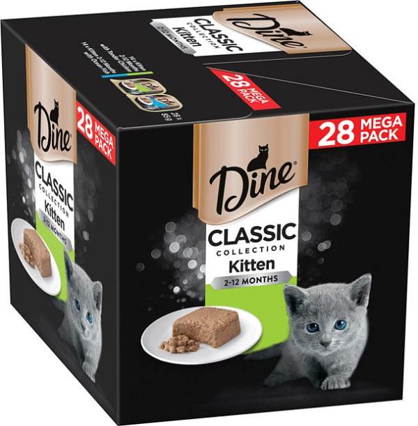 Dine Multipack Classic Collection Kitten With Tender Chicken And Ocean Fish Tray 28 X 85g