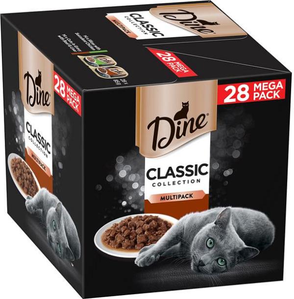 Dine Multipack Classic Collection Slices With Succlent Chicken Plus Cuts In Gravy With Beef And Liver Wet Cat Food Tay 28 X 85g