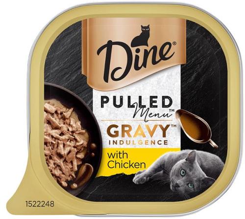 Dine Pulled Menu Gravy Indulgence With Chicken Wet Cat Food Tray 14 X 85g