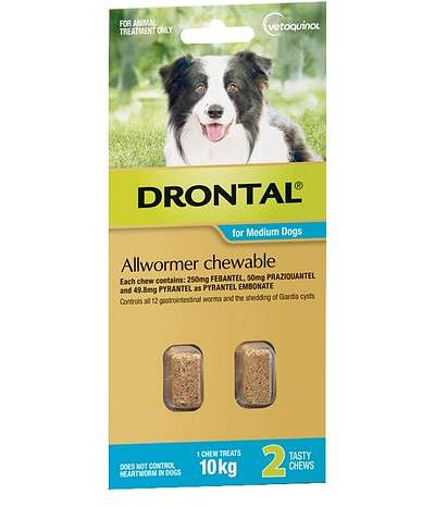 Drontal Dog Allwormer Chewable 10kg 2 Tablets