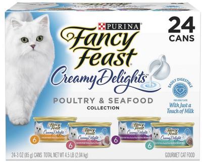 Fancy Feast Classics Creamy Delights Pate Poultry And Grilled Seafood Variety 24 X 85g