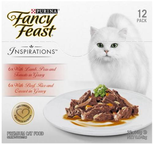 Fancy Feast Inspirations Lamb In Gravy And Beef In Gravy Wet Cat Food 12 X 70g