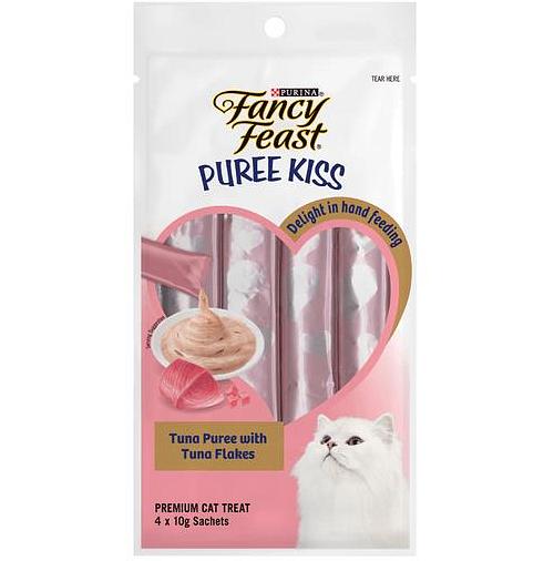 Fancy Feast Puree Kiss Tuna Puree With Tuna Flakes Treats 12 X 10g